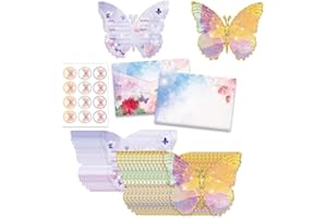 12Pcs Birthday Butterfly Invitations, Glitter Butterfly Invitations with Envelopes,Party Invitation Stickers Supplies Blank I