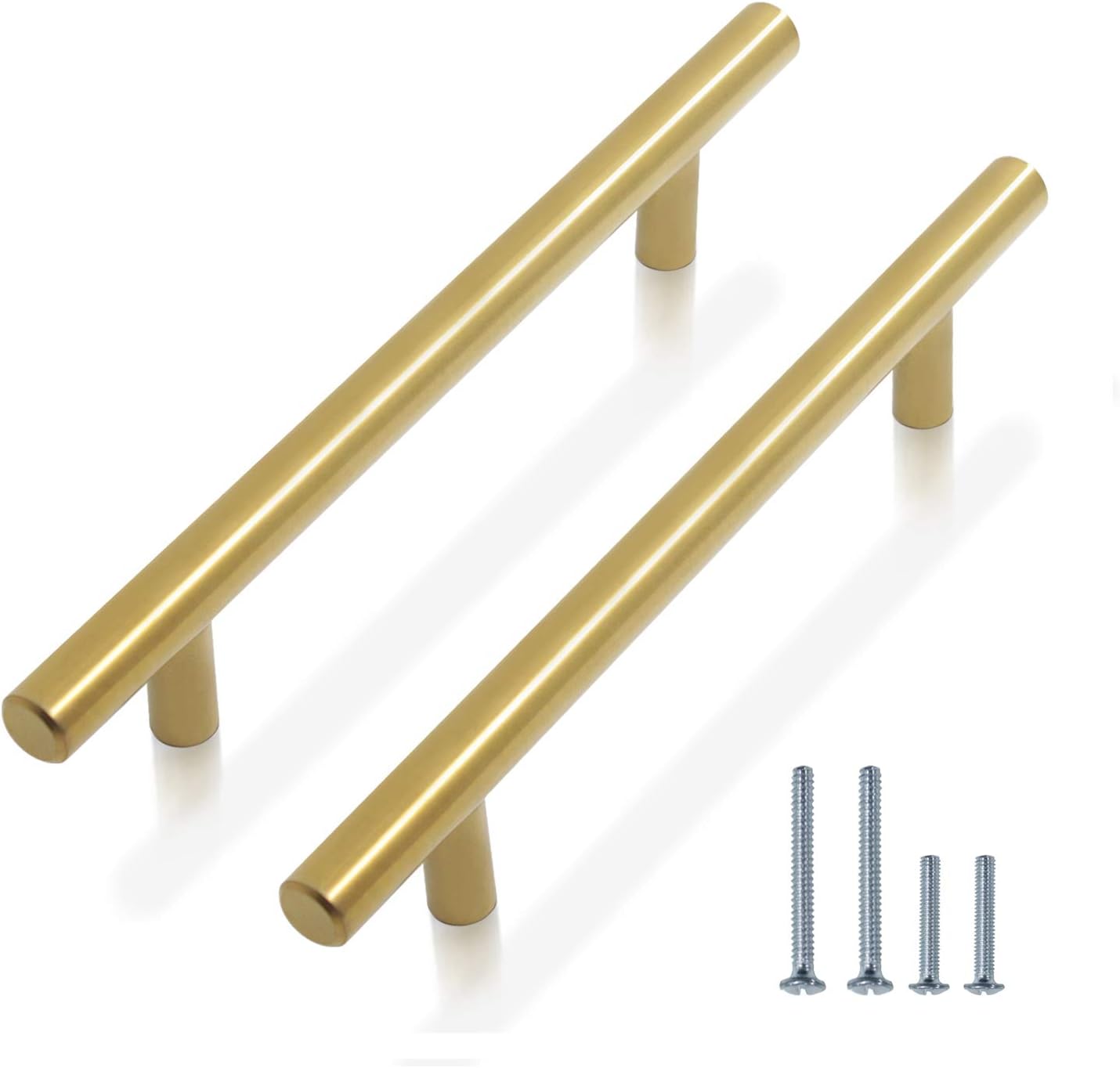 10 Pack 128mm T Bar Door Handles Brass Stainless Steel Kitchen Handles Drawer Cupboard