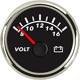 BLUERICE 52mm Digital Voltmeter Universal Voltage Meter Volt Gauge for Motorcycle Marine Boat Car Truck 8-16V Waterproof with Red Backlight