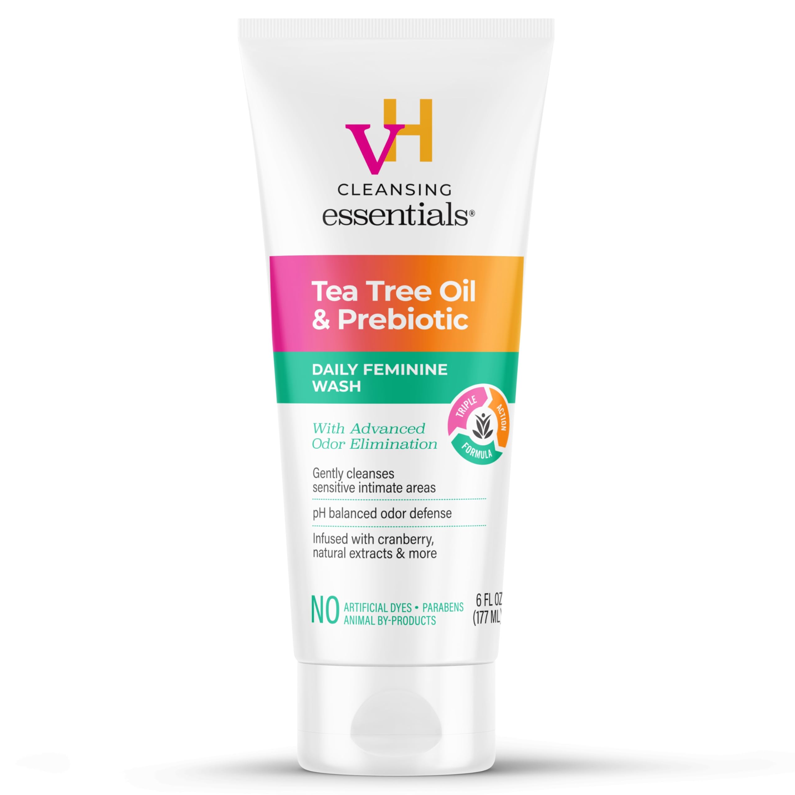 vH essentials, Ph Balanced Daily Feminine Wash, Tea Tree Oil & Prebiotic, 6, Fl Oz, (Pack Of 1) 54306 Clear