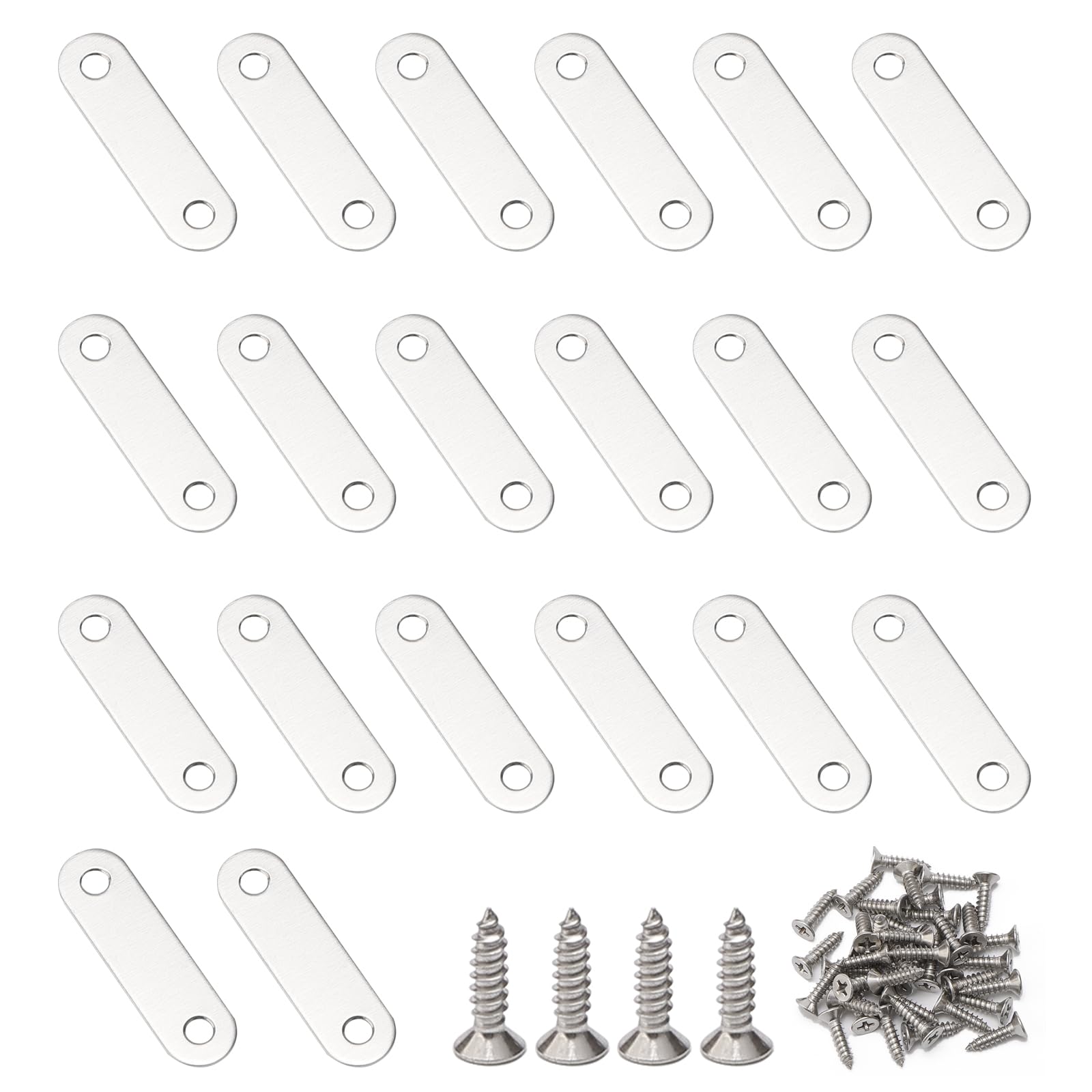 Unxuey Flat Straight Repair Plate, 20Pcs 2.2inch I Shaped Brackets for Repair Fixing Joining Wooden Furniture