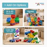 Playmags 100 Piece Magnetic Building Blocks Set Learn Shapes Colors ABCs view 3