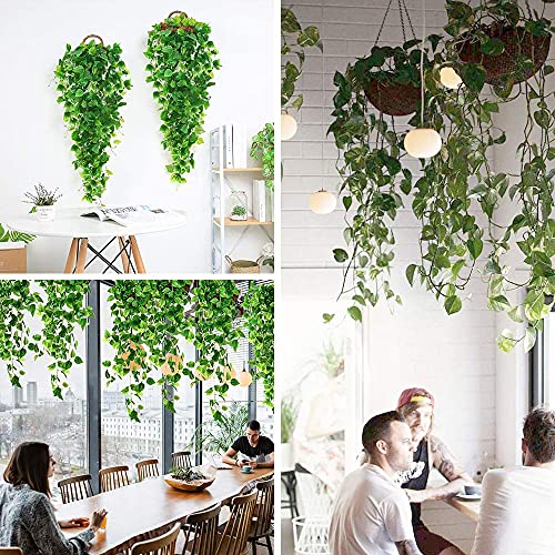 WARMIE Artificial Hanging Plants Fake Ivy Garland Artificial Plant Vines Fake Leaves 40 Inch Artificial Plants Indoor/Outside Garden Wedding Party Vines for Bedroom Plant 2 PCS(Ivy Leaves)