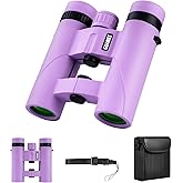 10x25 Binoculars for Kids Mini Pocket Compact Binoculars Waterproof Small Binocular for Bird Watching Travel Stargazing Outdoor Sports Purple