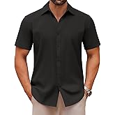 COOFANDY Men's Casual Button Down Shirts Short Sleeve Summer Untucked Dress Shirts