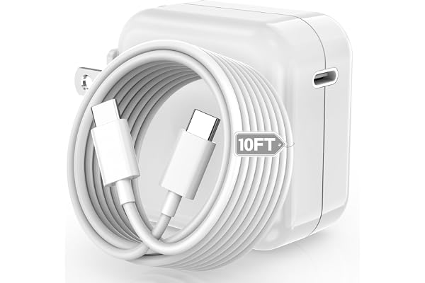 Mac Book Pro Charger - USB C Charger Fast Charger Power Adapter for USB C Port MacBook Pro/ MacBook Air 16 15 14 13 inch, New iPad Pro and All USB C Device, Included 10FT Long USB C to C Charger Cable