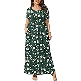 BISHUIGE Womens 2026 Summer Plus Size Maxi Dresses for Curvy Women Spring Casual Short Sleeve Long Dress with Pockets XL-6XL