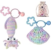 Araeknotta Handmade Crochet Ocean Animal Keychain Set Pink Blue Gradient Charms for Women Girls Boys