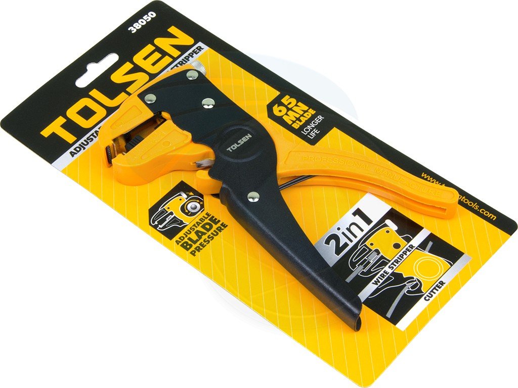 Tolsen 38050 Adjustable Automatic Wire Stripper, Self-adjusting Mechanism, 2-in-1 Wire Stripper and Cutter, Ergonomic Grip, Replaceable Blade System, 0.5-6mm