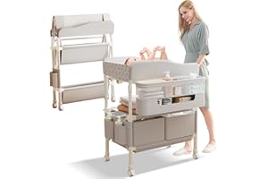 YIFOR Baby Changing Table, Versatile Folding Changing Table with 2 Drawers, Portable Baby Diaper Changing Station with Toy Holder, Adjustable Height Mobile Nursery Diaper for Infant and Newborn