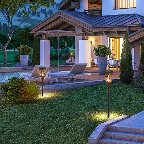 Solar Garden Lights,96 LED Waterproof Flickering Flames Torches Lights Outdoor Landscape Decoration Lighting Dusk to Dawn Auto On/Off Security Light for Garden Patio Deck Yard Driveway, 2 Pack