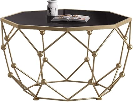 Amazon Com Modern Style Living Room Coffee Table Black Glass Top With Geometric Metal Frame Gold Garden Outdoor