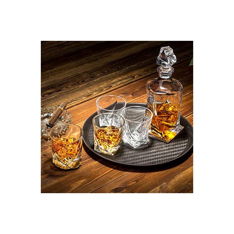 KANARS Whiskey Decanter Set, Premium Crystal Liquor Decanter with 6 Old