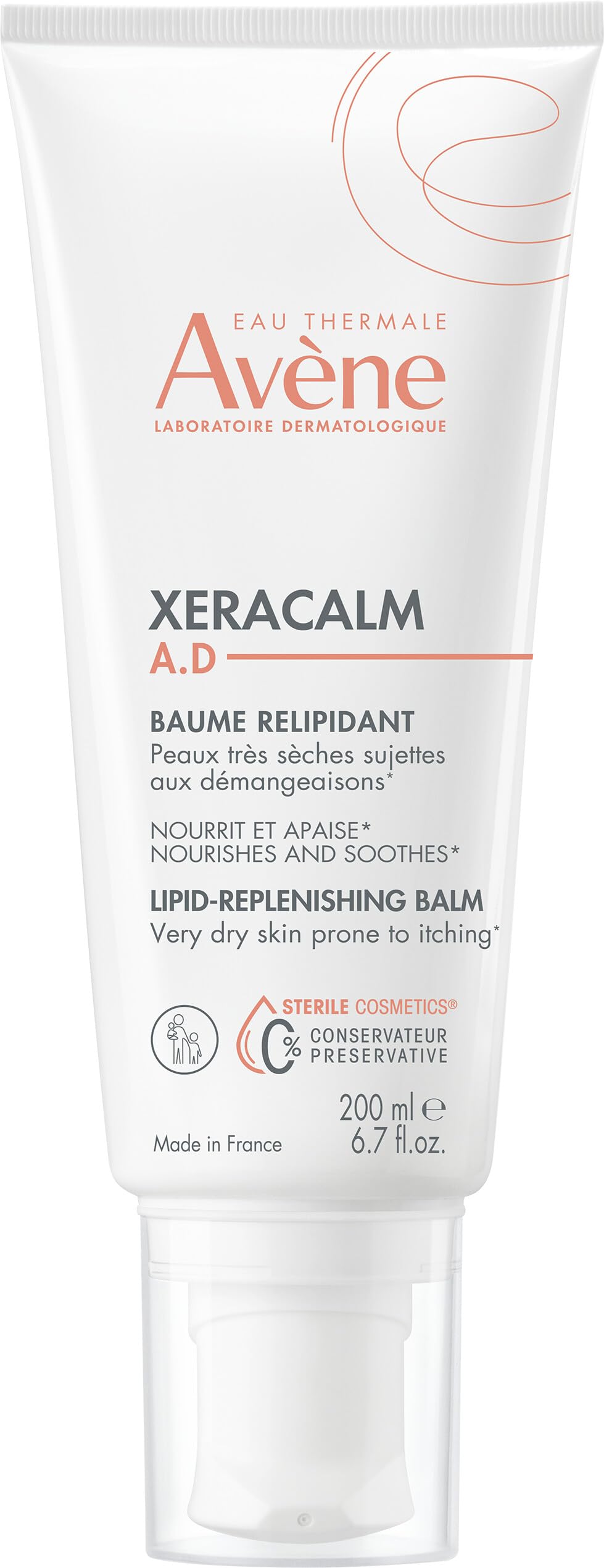 Avène XeraCalm A.D. Balm for Very Dry, Itchy Skin, 200ml, Eczema Relief, Itch Relief Cream, Lipid Replenishing, Atopic Skin