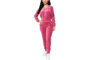 BOGURST Velour Tracksuit Set Womens Sweatshirt Full Zip Hoodie Sweatsuit and Casual Jogger with Pockets
