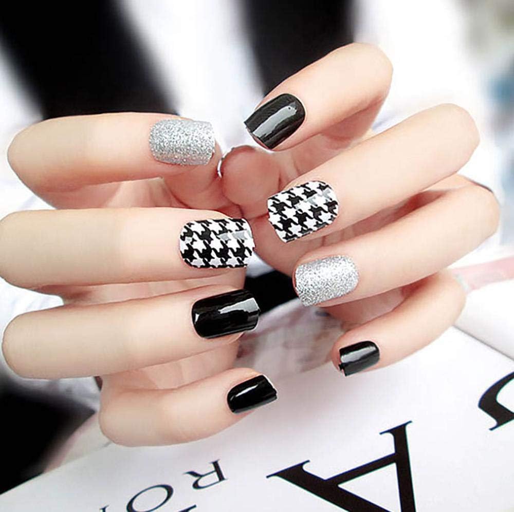images Clear Acrylic Nails With Black Designs false nails nail art decorations