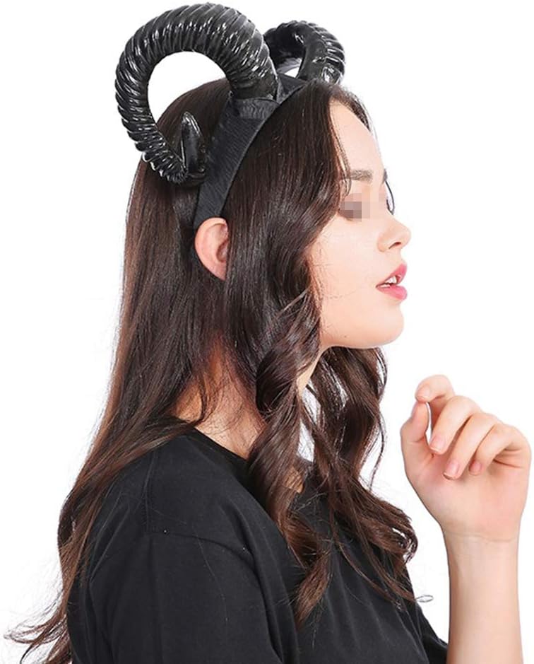 Large Horn Headband Black Devil Horn Hair Hoop Cosplay Ox Hair Accessories for Halloween Costume Cosplay Photo Props 27x12.5 Cm - Image 3