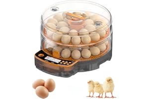 Egg Incubator for Hatching 48 Eggs with Auto Turning, Temperature and Humidity Control, Egg Candler，Transparent Lid for Obser