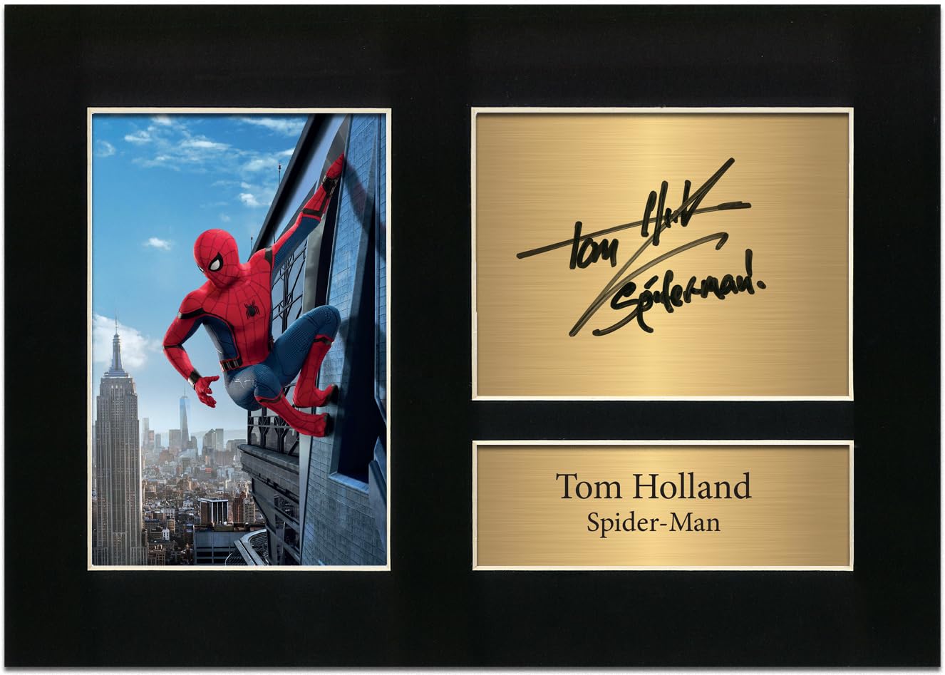 Zulu Image Spider Man Tom Holland Inspired Signed A4 Printed Autograph Photo Reproduction Print Picture Superhero Wall Art Black Mount Display No20