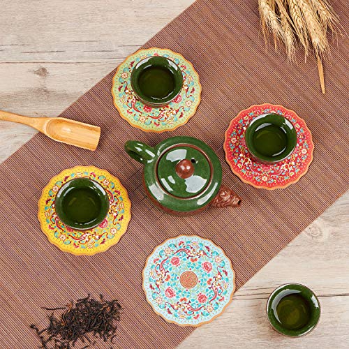 Coffee Silicone Drink Coasters Cup Mats Covers lid for Chinese element pattern Wine Glass Tea Home Gift Idea Food Grade Anti-dust Cover Coffee Table Mug Beer Bottle (Phoenix)
