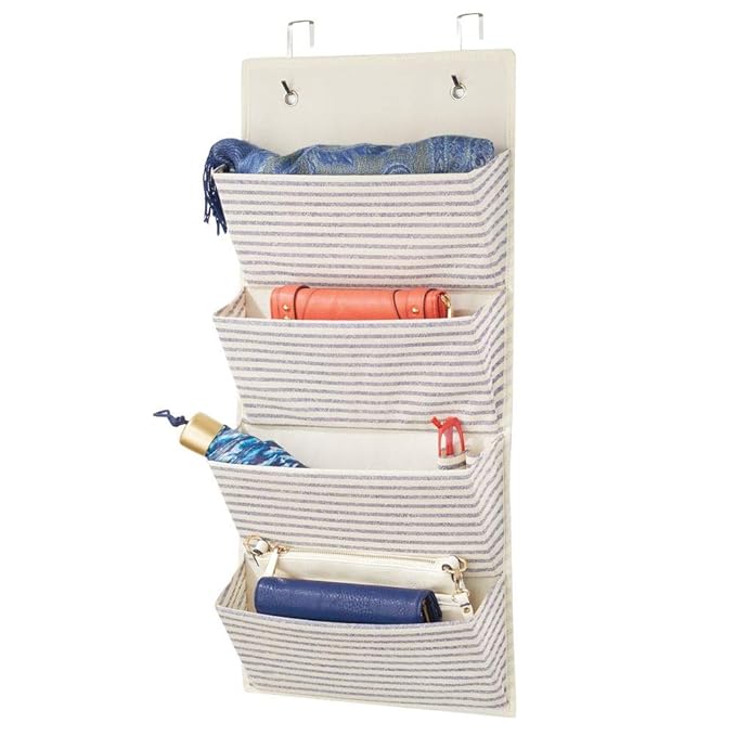 mDesign Soft Fabric Over The Door Hanging Storage Organizer