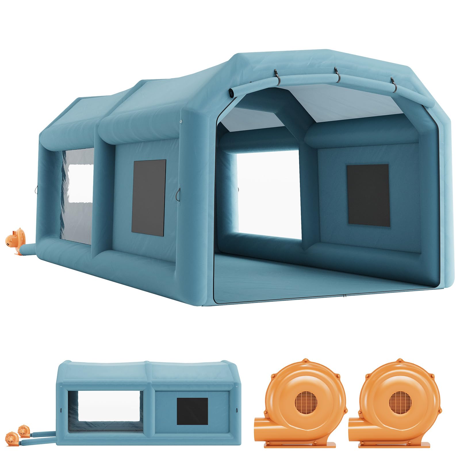 Photo 1 of **DIRT. TINY HOLE**GarveeLife Portable Inflatable Paint Booth Tent with 250W+550W Blower, 20x11.5x9 ft Inflatable Spray Booth with Air Filter System, Blow Up Paint Booth for Car Parking Tent Workstation Motorcycle Garag