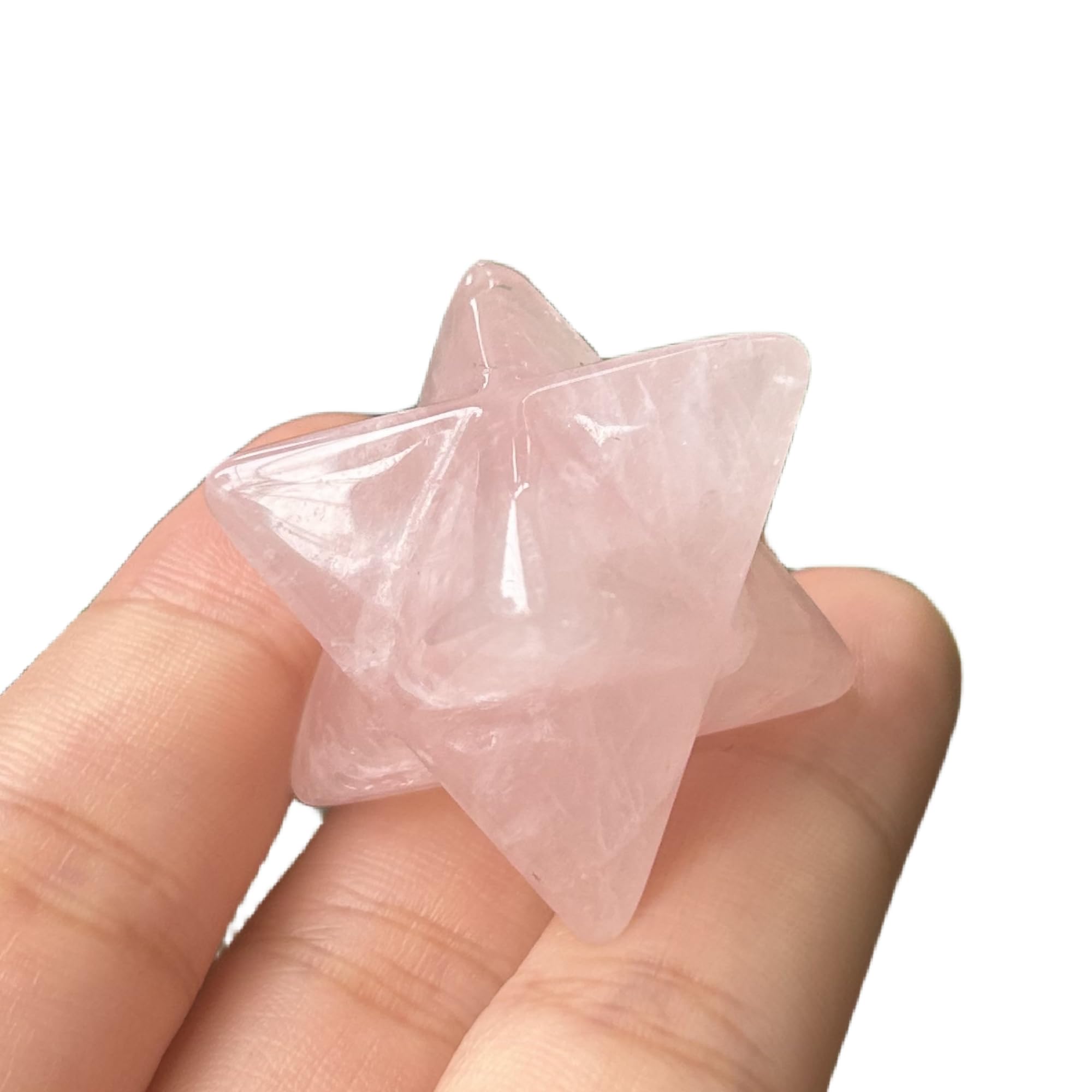 Manekieko Natural Rose Quartz Merkaba Crystal Protection Sacred Meditation Energy Healing Chakra,25mm Hexagonal Star Crystals and Healing Stone