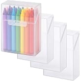 Clabby 4 Pcs Clear Plastic Crayon Boxes Hold 24 Count, Clear | Organizer Box, Case, Colorful, Portable Storage Holder with Snap Lid, for Kids Boys Girls School Classroom Home Art Supply