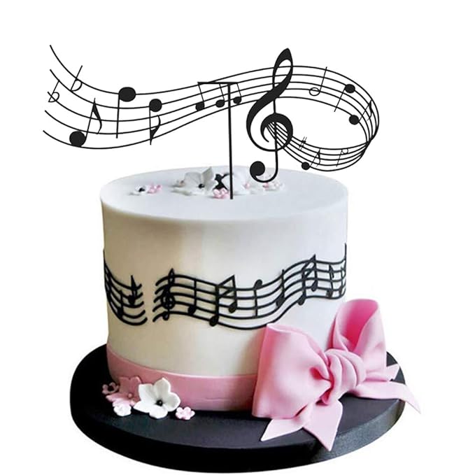 Music Notes Cake Toppers,Black Musical Notation Cake Toppers,Musical
