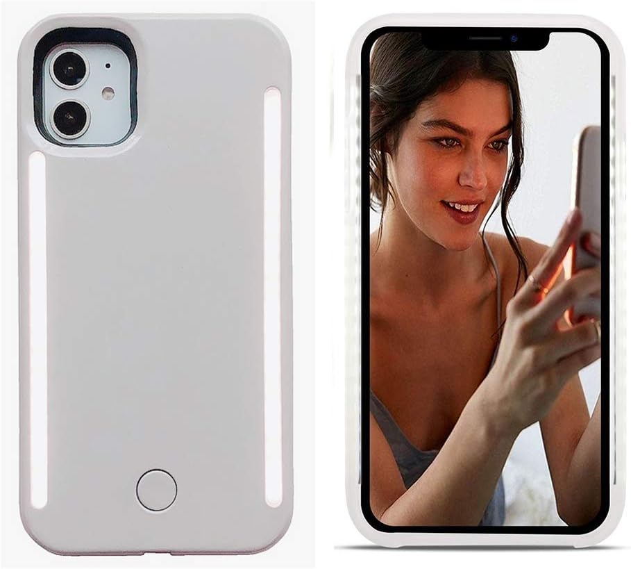 LNtech Selfie Light up Case Rechargeable LED Light Up Flash Lighting Selfie Case Dual Side Flashlight Illuminated Cover [Dimmable Switch] for iPhone 11 Pro(White, iPhone 11 Pro)