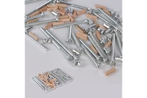 XVTHOAKU 16 Set Baby Bed Frame Bolts, Crib Screws Hardware ReplacementKit M6x20/40/60/80mm Hex Drive Socket Cap Screws Barrel Nuts Wooden Dowel Kit for Beds Chairs Furniture Etc (Silver)