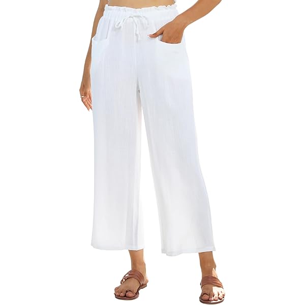 Pantalon Lino Mujer Fluido Ropa Deportiva Anchos Suelto