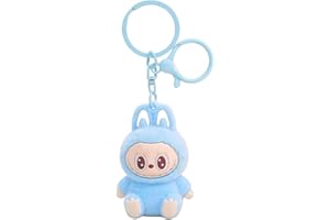 Xinbalove Cute La bubu Keychain, Flocking Cartoon Monsters,Rabbit Home Decoration,Hanging Pendant Gifts,Key Ring Accessories
