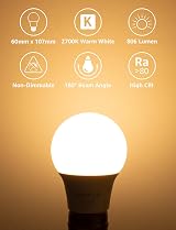 Lepro E27 LED Bulbs 60W Equivalent 8.5W 806lm Warm White 2700K Pack of 12 view 2