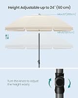 SONGMICS 1.8m Parasol Garden Umbrella UPF 50+ 30° Tilt Adjustable Beige view 7