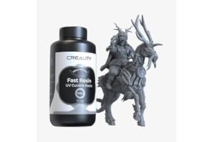 Creality Fast Printing Resin, 1000g LCD 3D Printer Resin, 405nm UV-Curing Resin, Low Shrinkage, Low Odor, Excellent Fluidity, Photopolymer Resin for LCD 3D Printing, Grey
