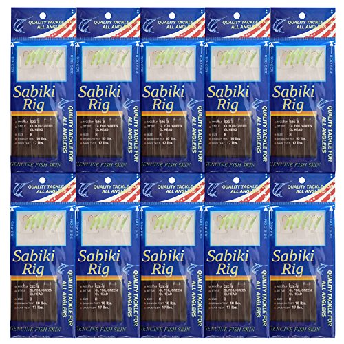 Sabiki Fishing Rigs Bait Lures Freshwater Saltwater Sea Sabiki Rigs Glow Rigs with Fish Skin/Feather Hooks Size #4#6#8 by Shaddock (CZC, 8#)