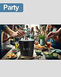 3Qt Black Galvanized Ice Bucket with Lid, Scoop