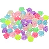 Tupalizy 100PCS Acrylic Rose Flower Beads Flat Back Floral Cabochons Colorful Spacer Beads for Bracelets Jewelry Making Necklace Earrings Keychain Rosaries DIY Crafts Scrapbooking Gifts Accessory,12mm