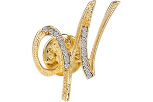 ETHOON Initial Letter Brooch Pin Small Lapel Pin Tie Tack Name Personalized Gifts for Women Men Gold A-Z