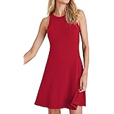 Wenrine Womens Summer Casual Tank Dress Ribbed Knit Sleeveless Crewneck A Line Mini Dresses