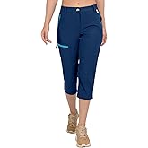 Mapamyumco Women's Capri Pants Quick Dry Lightweight Cargo Hiking Capris Travel Casual Outdoor Zipper Pockets