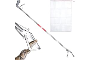 Snake Grabber Tool, Wide Jaws Snake Reptile Tongs with Snake Bag Serrated Design Foldable Professional Snake Catcher Grapple 
