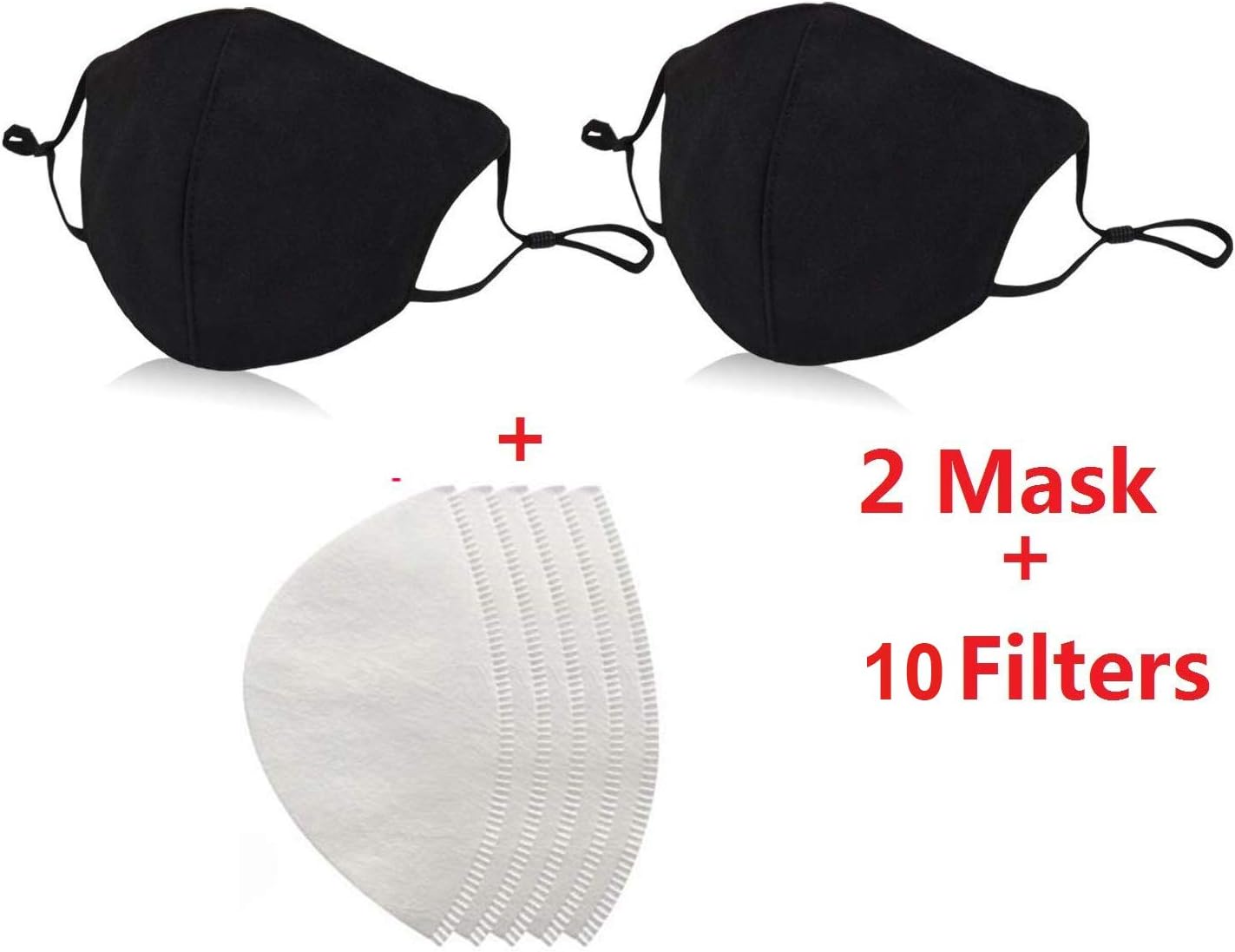 Narvokey 2pcs Fashion Protective Face Cover Reusable Cotton Mouth cover with 10pcs Replacement Filters Dustproof Breathable Protection