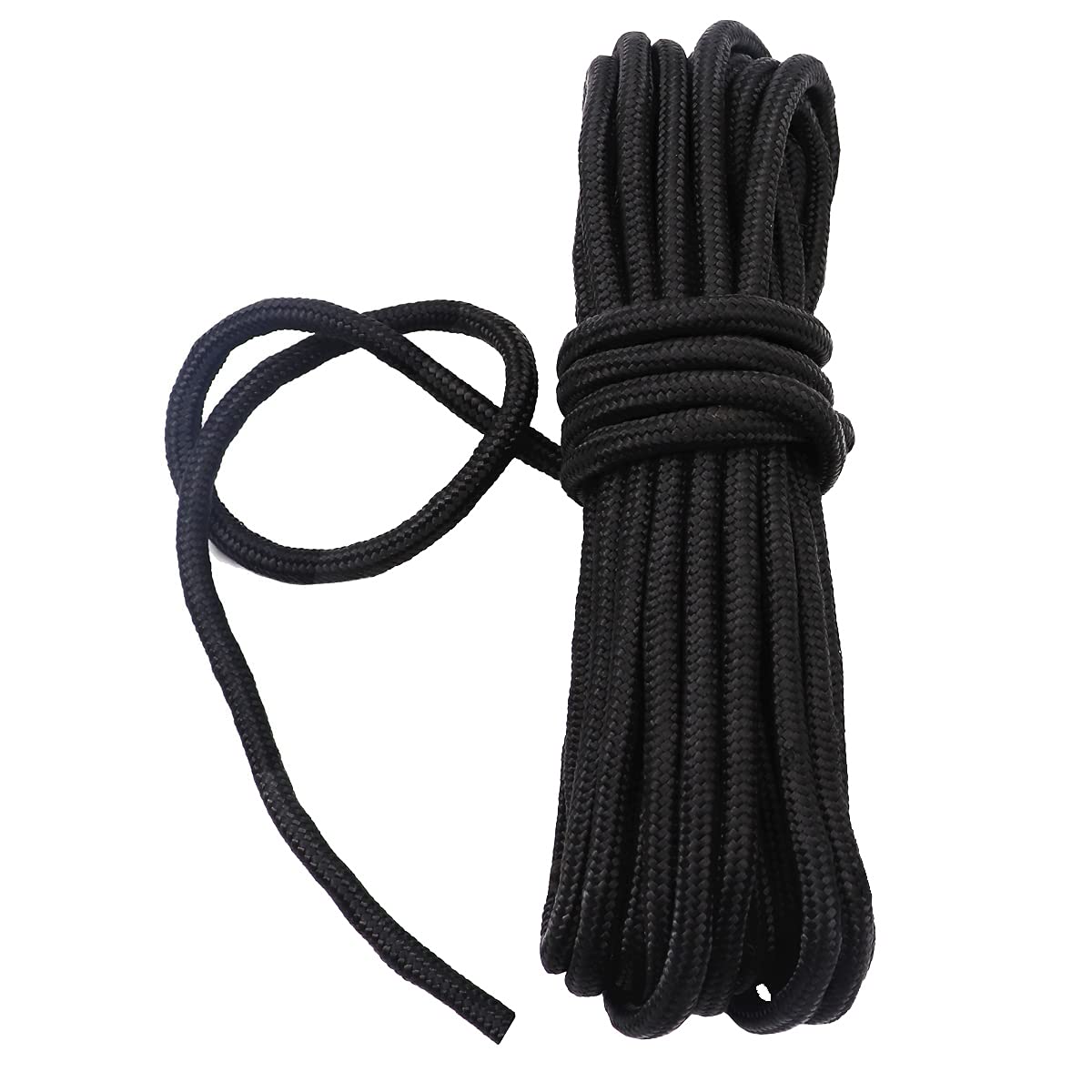 Fuwok 2/3/4/6/8/10MM 20M(64ft) Satin Nylon Trim Cord,Rattail Silk Cord,All Purpose Rope,Assorted Colors Nylon String Twisted Durable Long Ropes (Black, 8mm)