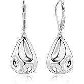 LANCHARMED 925 Sterling Silver Teardrop Dangle Earrings, Hypoallergenic 14k Gold Plated Hammered Waterdrop Earring for Women Trendy Statement Dangling Drop Leverback Earrings Gifts in Jewelry Box