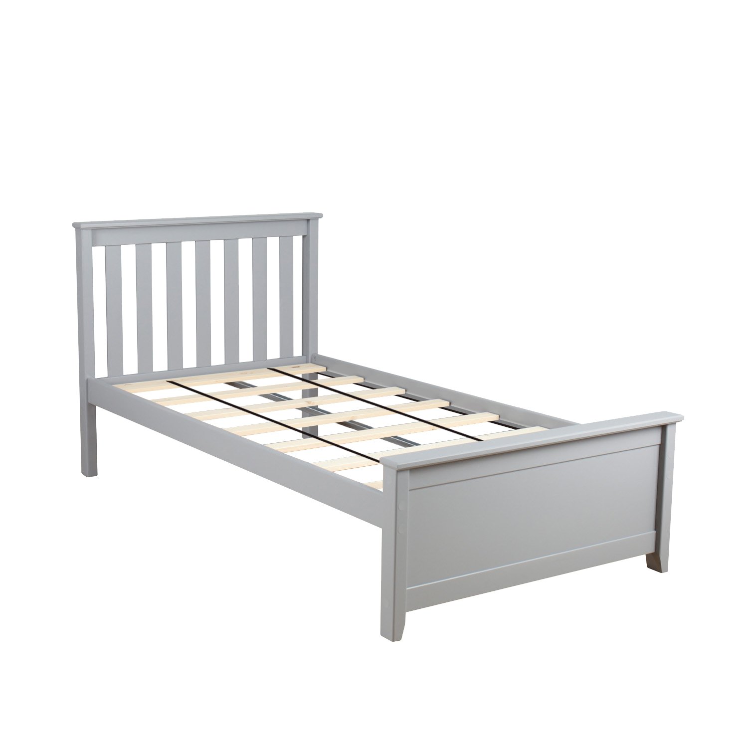 Max & Lily Solid Wood Twin-Size Bed, Grey