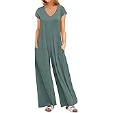 ANRABESS Jumpsuits for Women 2026 Summer Casual Loose Cap Sleeve Crewneck Wide Leg Rompers Jumper One Piece Beach Outfits
