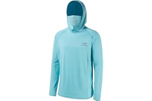 BASSDASH UPF 50+ Men’s Long Sleeve Fishing Shirt with Mask UV Neck Gaiter Hoodie