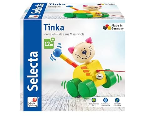 Selecta 62035 Tinka Nachzieh Katze Schiebe Und Nachziehspielzeug Aus Holz 12 Cm